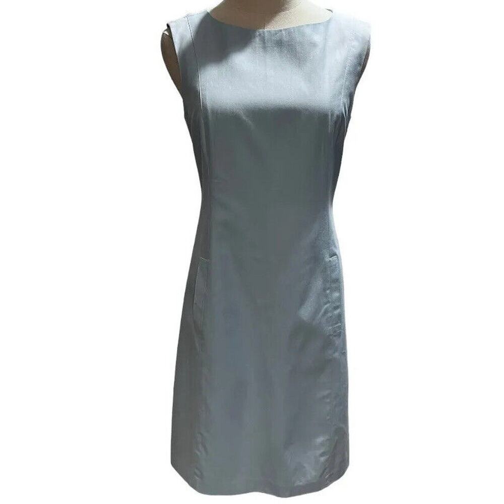 Oscar Oscar De La Renta Sleeveless Sheath Baby Blue Dress Pockets 6P USA